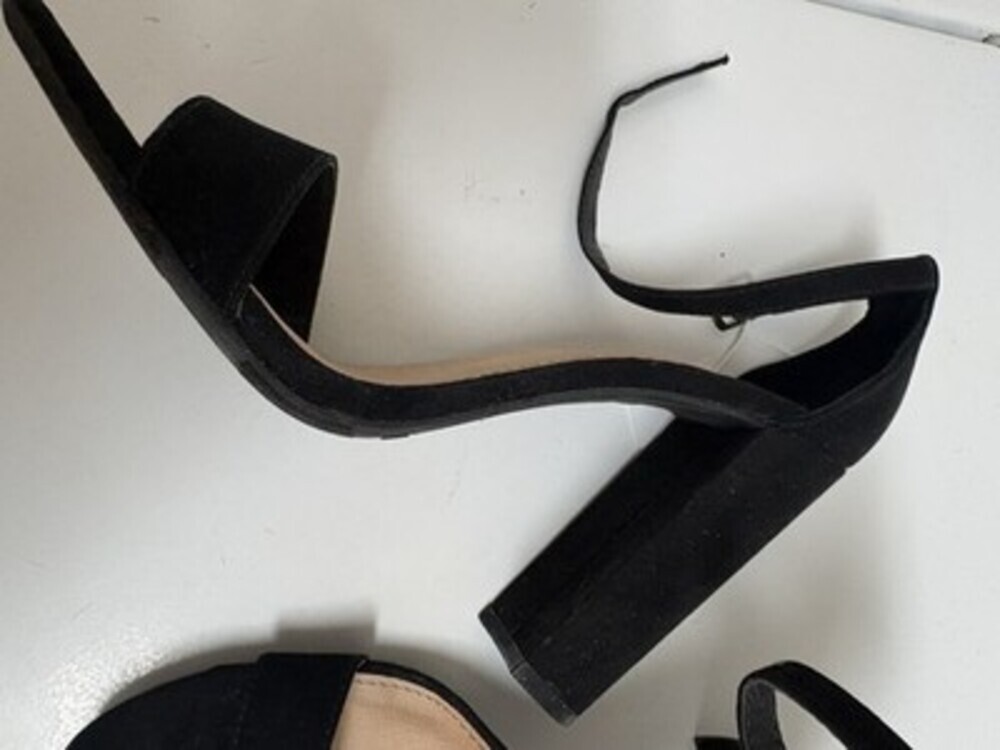 BRASHI Women’s Block Heel Sandals – Size 7, Black Suede Ankle Strap Dress Shoes - Picture 4 of 9